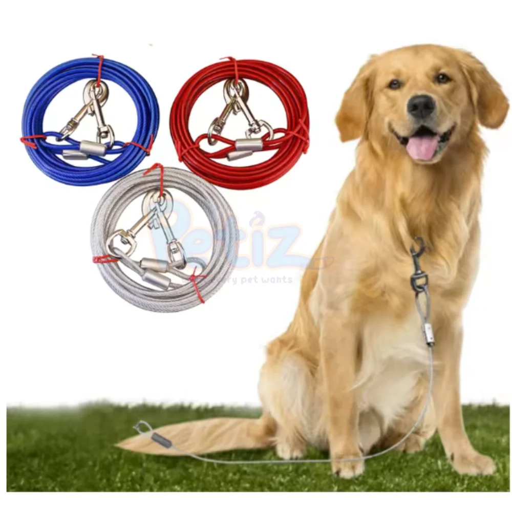 Kit d’Attache pour Chien 2 Pièces – Piquet à Vis en Métal + Câble Laisse en Fil d’Acier Renforcé 3m – Sécurité et Liberté pour Votre Chien en Extérieur – Image 2